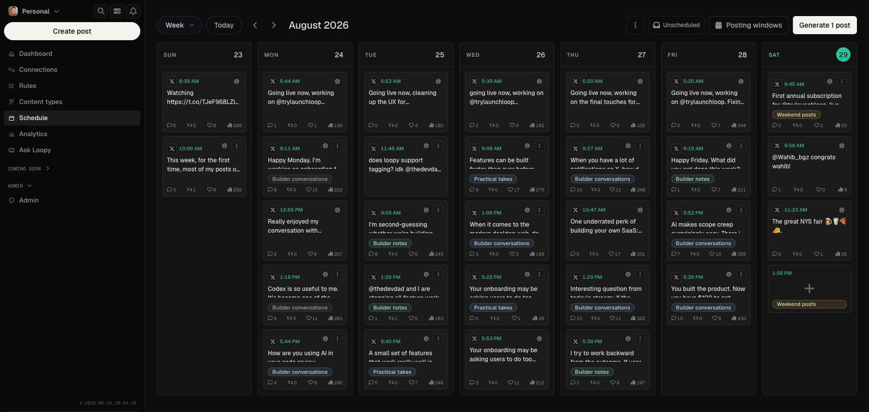 LaunchLoop Schedule workspace